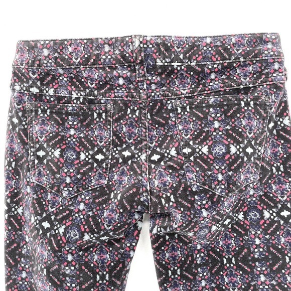 Free‎ People Women's Velvet Skinny Pants Stretch Geometric Print Size 25 - Picture 10 of 12